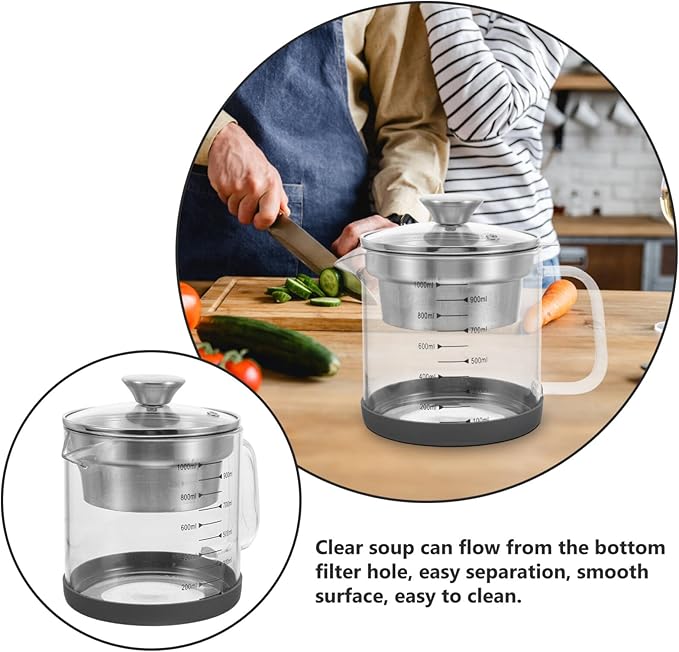 Juice Strainer Yogurt Strainer with Lid - Stainless Steel Soy Nut Milk Filter Food Maker - Iced Tea Pitcher Juice Tea Filter Pot with Scale for Making Yogurt Soybean Milk, 1.5L