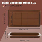 2 Pack Deep Chocolate Bar Molds Silicone,Large Stuffed Dubai Pistachio Deep Bar Moulds Kit 1 Inch Thick Big，for Homemade Making Bar Candy Bar Bpa Free DIY.