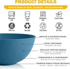 Cereal Bowls 40 OZ Set of 6, Unbreakable Lightweight Bowls Set, Microwave & Dishwasher Safe, Plastic Reusable Cereal Bowls for Soup, Salad, Noodle, Snack, Fruit, Blue