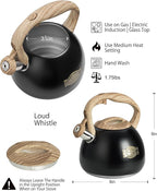 POLIVIAR Tea Kettle, 2.7 Quart Stovetop Tea Kettle, Audible Whistling Teapot, Food Grade Stainless Steel for Anti-Rust, Anti Hot Handle, Suitable for All Heat Sources (JX2022-MH30)