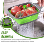 Collapsible Colander Set of 3 Square Silicone Kitchen Strainer Set 1 pcs 9.6 Quart, 1 pcs 6 Quart,1 pcs 4 Quart Perfect for Draining Pasta, Vegetable and fruit for Kitchen and Travel Use