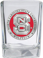 Heritage Pewter North Carolina State Square Shot Glass | Hand-Sculpted 1.5 Ounce Shot Glass | Intricately Crafted Metal Pewter Alma Mater Inlay
