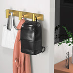 Wall Mounted Coat Rack-3 Hooks, Heavy Duty Stainless Steel Hook Rail for Towel Coat Hat Purse Bag Jacket, Towel Hooks for Entryway Bathroom Kitchen (Gold 3 Hooks - 1 Pack)