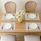 Placemats Set of 8, Bilayer Thickened Linen Place Mats Heat Resistant Machine Washable Wrinkle Free Carefully Selected Polyester Mats for Kitchen/Dining/Coffee Table (Cream Beige)