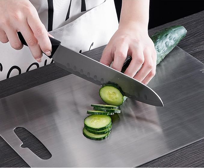 Titanium Cutting Board, New Upgrade Pure Titanium Cutting Boards for Kitchen,Food Grade 316 Stainless Steel Cutting Board，Double sided Dishwasher Safe 13.4 * 9inch