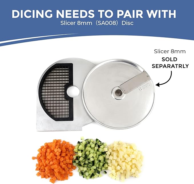 TK Half Hopper Vegetable Chopper Replacement Disc - Universal Half Hopper - Dicing 8mm