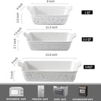 KOOV Bakeware Set, Ceramic Baking Dish, Rectangular Lasagna Pans for Cooking, Cake Dinner, Kitchen, 9 x 13 Inches, 3-Piece, Splash Series (Splashed White)