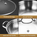 LOLYKITCH 13 Inch Tri-Ply Stainless Steel Sauté Pan with Lid,Everyday Pan,Kadhai,Jumbo Cooker,5 QT Induction Cooking Pot,Dishwasher and Oven Safe
