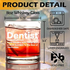 kunlisa Dentist Gifts Whiskey Glasses, Dental Hygienist Assistant Gifts, Dental 10 oz Drinking Rocks Glasses for Women Men Whisky Cocktail Scotch Bourbon Liquor