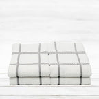 100% Cotton Terry Dish Towels, 4 Pack Checks, 16 x26 Inches, Super Soft and Absorbent Kitchen Towels, Perfect for Kitchen Cleaning and Dish Washing | Light Gray