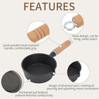Mini Egg Frying Pan, Cast Iron Omelette Pan Skillet with Wooden Handle, Mini Pre Seasoned Skillet, Nonstick Egg and Fry Cast Iron Pot for Indoor Outdoor Cooking(13x5cm / 5.1x2.0in)