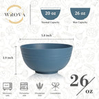 6-piece Wheat Straw Bowls sets 26oz,Alternative Plastic Bowls Reusable for indoors and outdoors,Microwave-able and Dishwasher Safe Bowls Sets Easy to Clean.Blue Series