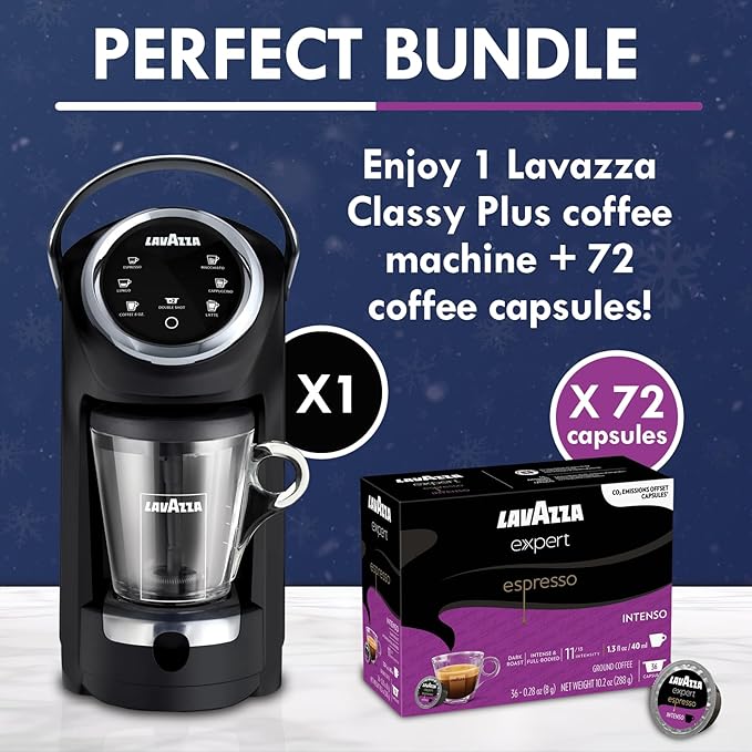 Lavazza Classy Plus Coffee Maker – 72 Count Intenso Espresso Capsules – Dual Brew Espresso & Lungo Machine Compatible Expert Capsules