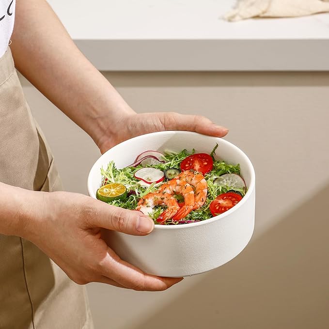 GZG Ceramic Cereal Bowls Set of 4,6 Inch Stoneware Soup Bowls,Dishwasher and Microwave Safe,Stackable,Scratch Resistant for Oatmeal,Fruit,Salads and Rice(Ivory White)