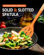 Pack of 2 Silicone Spatula, Non Stick Cooking Utensil Set, Wooden Handle Kitchen Turner for Baking Mixing Grilling Serving Food Heat Resistant (ORANGE)