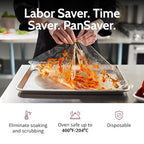 PanSaver Low Temperature Liners for Easy Clean Up - Disposable Buffet Pan Liners, Ovenable up to 220F - Clear (Third Pan - Medium & Deep | 19 x 14 IN)