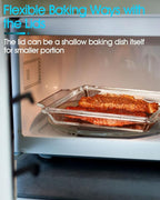 NUTRIUPS 6x6 Inches Square Glass Casserole Dish With Glass Lid - Microwave Safe Bakeware for Cooking