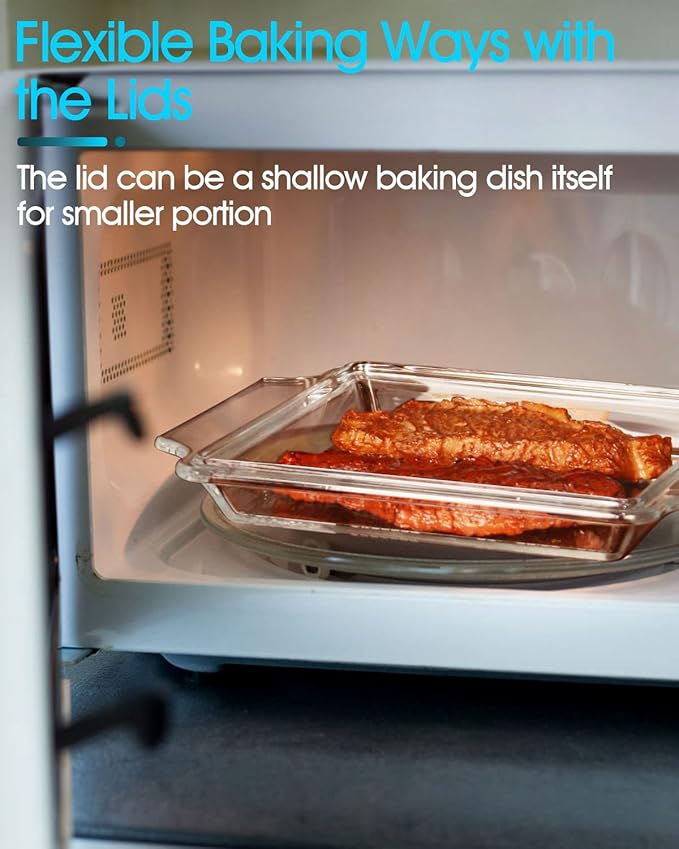 NUTRIUPS 6x6 Inches Square Glass Casserole Dish With Glass Lid - Microwave Safe Bakeware for Cooking