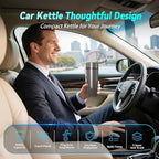 Car Electric Kettle for Travel : FVPE 12V/24V Small Electric Water Kettle, Multi-Temp Control 400 mL Portable Car Water Boiler for Brewing Coffee Tea,LCD Display 304 Stainless Steel Truck Heating Cup