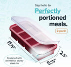 Souper Cubes 1 Cup Silicone Freezer Tray with Lids, Perfect for Storing Broth, Leftovers, Rice, Sauce and More, Silicone Soup Freezer Molds for Meal Prepping - Cranberry - 2-Pack