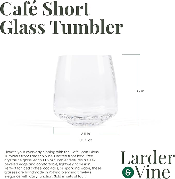 Larder & Vine Cafe Short Glass Tumbler (4-Piece Set)