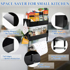 2 Pack Spice Rack for Side of Refrigerator Spice Organizer with Paper Towel Holder Bar Spice Shelf for Fridge Stove Oven in Small Kitchen Wall Organizer and Storage Essentials