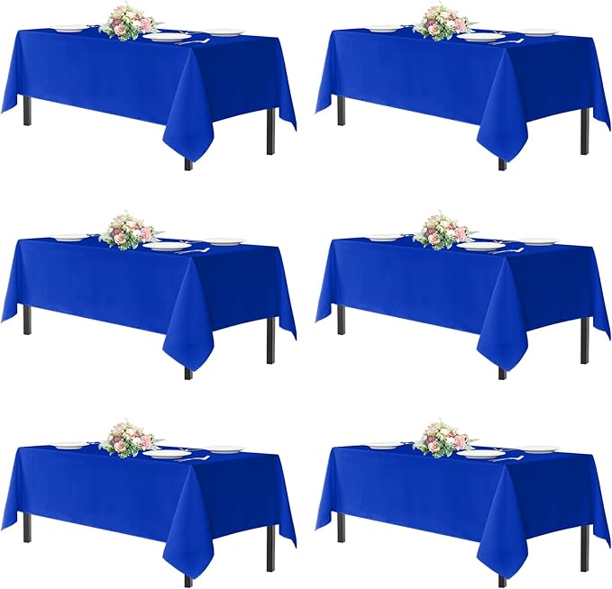 sancua Rectangle Tablecloths for 4ft Tables, 6 Pack - 60x84 Inch - Royal Blue Washable Fabric Cloth Table Cloth, Reusable Polyester Table Covers for Wedding Party, Banquet, Independence Day