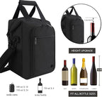 ALLCAMP 4 Bottle Wine Gift Bag - Insulated Tote Cooler, Adjustable Strap, Includes 4 Wine Glasses, Napkins & Corkscrew, Portable Travel Gifting (Black)