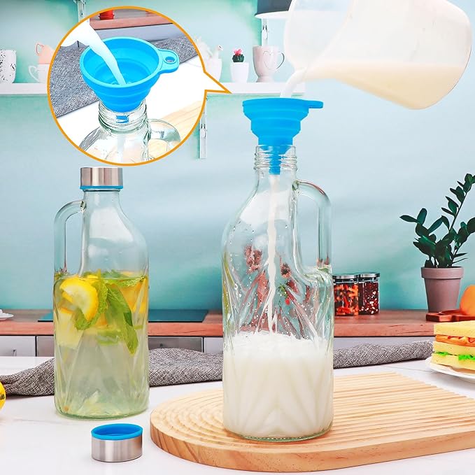 2 Pack 36oz Clear Glass Pitchers with Lids and Handles,Coffee Carafe Beverage Serveware,Water Jug for Making Tea and Juice