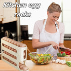Egg Holder for Fridge, Egg container for refrigerator, Space-Saving Automatic Rolling Eggs Dispenser, 4 Tiers Fridge Egg Rack for Refrigerator Holds up to 30 pcs