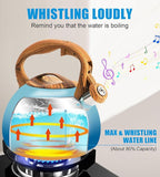 Tea Kettle, 3.2Qt/3Liter Whistling Kettle,Food Grade Cool Handle Tea pot,One-Button Switch, Apply to Various Stovetops, Coffee/Tea (Sky Blue Gradient)