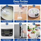 Yogurt Maker with Adjust Temp & Time, Abnaok Multi-Function Probiotic Yogurt Maker with BPA-free PP Lid, Celsius Increment, 304 Stainless Steel Inner Bowl, LED Display