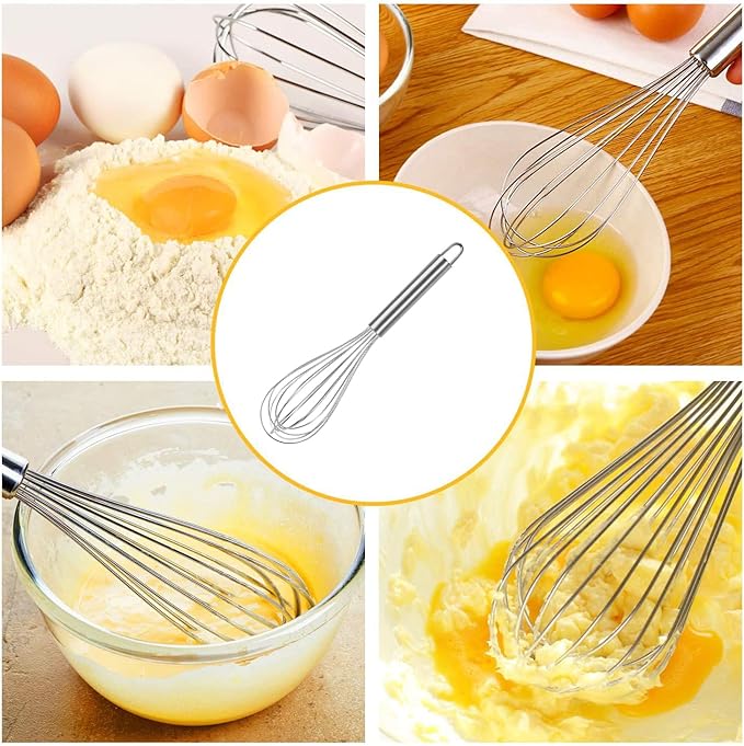 Stainless Steel Whisk Balloon Whisk 10" Wire Whisk Kitchen Whisk Handheld Whisk for Blending, Whisking, Beating, Stirring Egg Separator as a Gift