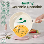 Chef Power Ceramic Nonstick Pots and Pans Set 19 Piece with Detachable Handle, Induction Dishwasher Oven Safe Cookware Set, RV Kitchen Set Removable Handle (Light Pink)