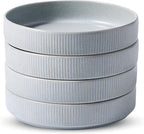 famiware Star 7.5" Pasta Bowls Set, Salad Bowl Set of 4, Double Reactive Glaze, Stackable, Ideal for Your Friend for Housewarming, Festivals, Light Gray