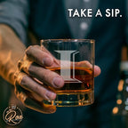 Monogrammed Gifts for Men - 4PC 11 Oz Custom Whiskey Glasses (I-Monogram) - Engraved Whiskey Glasses - Personalized Whiskey Glasses - Unique Bourbon Glasses - Personalized Glass Gifts for Dad