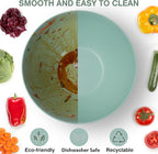 11.3" Extra Large Salad Bowl with Wooden Lid & Servers, 208Oz, Oversized Bamboo Fiber Salad Serving Set with Utensils for Home/Kitchen, Big Lightweight Bowl for Mixing Salad,Fruit,Pasta - Turquoise