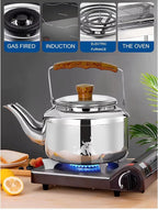 Chandler 1.56 Liter Tea Pots, Vintage Tea Kettle - 0.4mm Stainless Steel Pot - Hard to Dent | Ergonomic Handle with a Cool Grip | Portable Tea Kettle For Camping (Silver Colour)