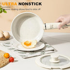 20 Pcs Pots and Pans Set Non Stick, Ceramic Cookware Set Detachable Handle, RV Kitchen Cooking Set Removable Handles, Oven Safe, Induction ReadyStackable Non-stick set, White