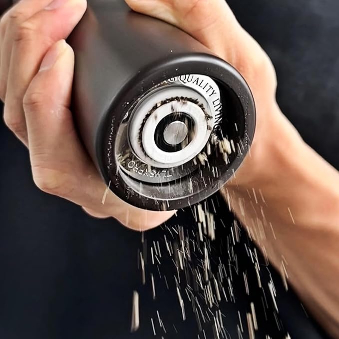 Wooden Pepper Grinder – Refillable Pepper Mill with Adjustable Upgraded Large Size Ceramic Burr – Manual Salt Grinder with Beech Wood Body – 8.3” Tall