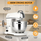 ZACME 8.4QT Commercial Stand Mixer 800W with NSF Certified and Aluminum Die Casting, Mixers Kitchen Electric Stand Mixer with Stainless Steel 8L Bowl, Dough Hook, Whisk and Beater, Porcelain