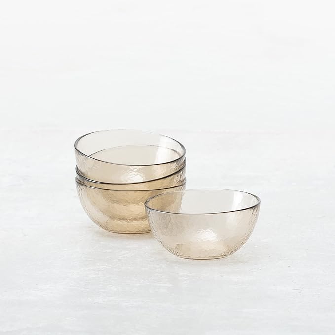 Fortessa Los Cabos Glass Dinnerware Collection, Cereal Salad Fruit Bowl (Set of 4), 6 Inch/21oz, Ginger Root