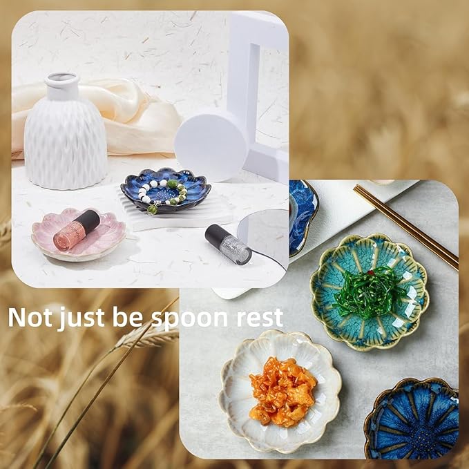 Ceramic Spoon Rest for Stove Top, Flower Cute Spoon Rest for Kitchen Counter, Cooking Spoon Holder for Kitchen Counter, Utensil Rest Spatula Rest Ladle Holder Tong Rest, 1 PC (Retro, Lavender Purple)