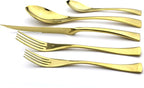 5-Piece 18/10 Stainless Steel Serrated Steak Knife Flatware Set, Mirror Polishing Gold, Service for 1