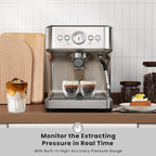 Gevi EzBru 1000C Commercial Grade Espresso Machine | 20Bar Pump + PID Temp Control (Adjustable Shot/Temp) | 58mm Portafilter w/Pressure Gauge | 2.2L Tank & Barista Kit | Home & Café Use