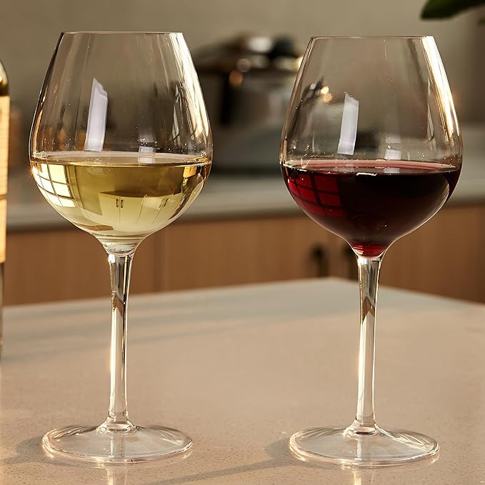 MICHLEY Unbreakable Stemmed Wine Glass 100% Tritan Plastic Dishwasher available Glassware 15 oz, Set of 6