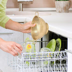 Gold Strainer for Kitchen, 3QT, Stainless Steel Colander with Handle for Fruits Vegetables Cooking Food, Dishwasher Safe