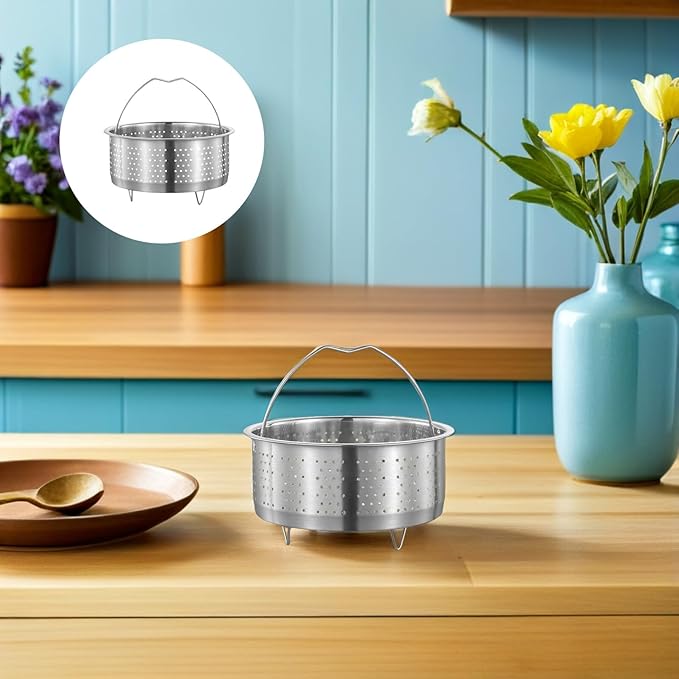 UPKOCH Stainless Steel Vegetable Steamer Basket for Cooking, 6.88 Inch Steaming Basket for Pot, Dumplings, Veggies, Rice, Seafood, Home and Restaurant Use