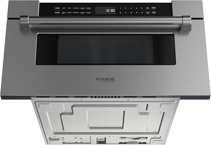 KoolMore Reserve 30 in. 1.2 cu. ft. Microwave Drawer with 10 Power Levels, Sensor Cooking, Melt, Defrost, Bake, Roast, Broil, Timer, Express Cook, 1500 Watts, UL Certified in Black Stainless-Steel