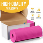 Exquisite Party Solids 54 Inch X 100 Feet Cerise Plastic Table Cover Roll in A Cut - to - Size Box with Convenient Slide Cutter. Cuts Up to 12 Rectangle 8 Feet Plastic Disposable Tablecloths